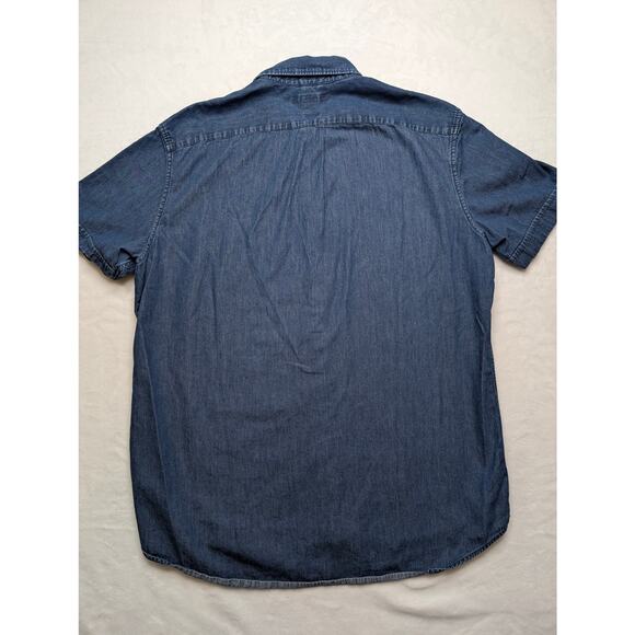 Michael Kors Mens Slim Fit Denim Button Down Shirt - XL Short Sleeve Jean - Picture 7 of 7